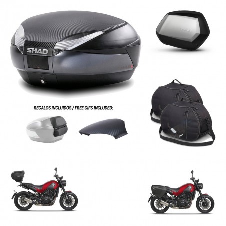 SHAD Maletas SH35 PREMIUM + soporte montaje baul SH48 tapa respaldo accesorios 49 L KIT-462224