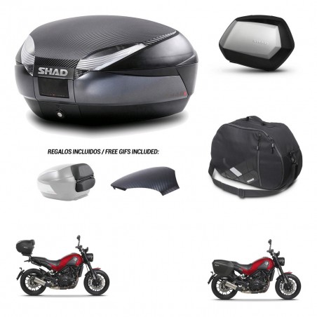 SHAD Maletas SH35 PREMIUM + soporte montaje baul SH48 tapa respaldo accesorios 49 L KIT-462235