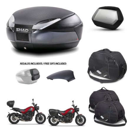SHAD Maletas SH35 PREMIUM + soporte montaje baul SH48 tapa respaldo accesorios 49 L KIT-462236