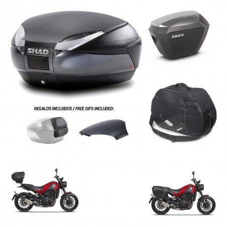 SHAD Maletas sh23 alu + soporte montaje baul SH48 tapa respaldo accesorios 49 L KIT-462237