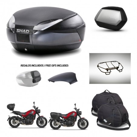 SHAD Maletas SH35 PREMIUM + soporte montaje baul SH48 tapa respaldo accesorios 49 L KIT-462248