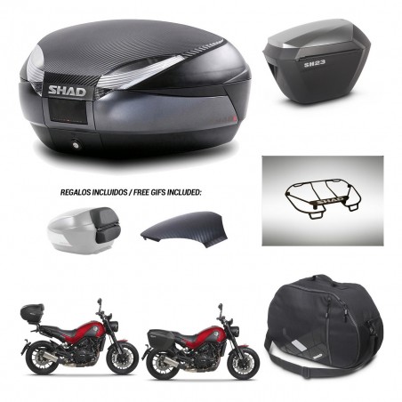 SHAD Maletas sh23 alu + soporte montaje baul SH48 tapa respaldo accesorios 49 L KIT-462261