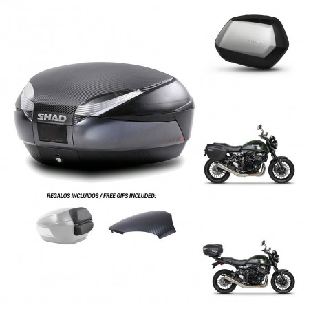 SHAD Maletas SH35 PREMIUM + soporte montaje baul SH48 tapa respaldo 49 L KIT-462271