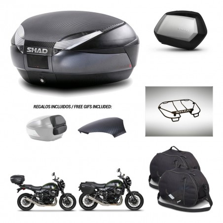 SHAD Maletas SH35 PREMIUM + soporte montaje baul SH48 tapa respaldo accesorios 49 L KIT-462296