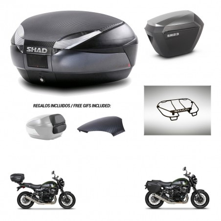 SHAD Maletas sh23 alu + soporte montaje baul SH48 tapa respaldo accesorios 49 L KIT-462297