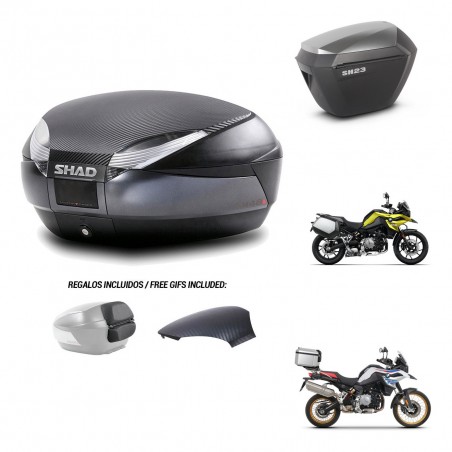 SHAD Maletas sh23 alu + soporte montaje baul SH48 tapa respaldo 49 L KIT-462321