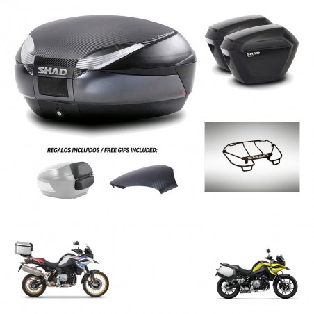 SHAD Maletas sh23 + soporte montaje baul SH48 tapa respaldo accesorios 49 L KIT-462342