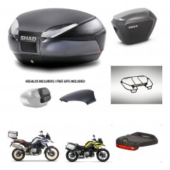 SHAD Maletas sh23 alu + soporte montaje baul SH48 tapa respaldo accesorios 49 L KIT-462351