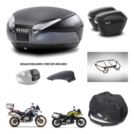 SHAD Maletas sh23 + soporte montaje baul SH48 tapa respaldo accesorios 49 L KIT-462354
