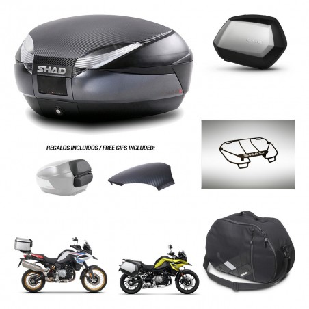 SHAD Maletas SH35 PREMIUM + soporte montaje baul SH48 tapa respaldo accesorios 49 L KIT-462355