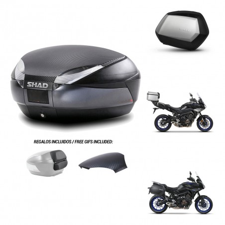 SHAD Maletas SH35 PREMIUM + soporte montaje baul SH48 tapa respaldo 49 L KIT-462367