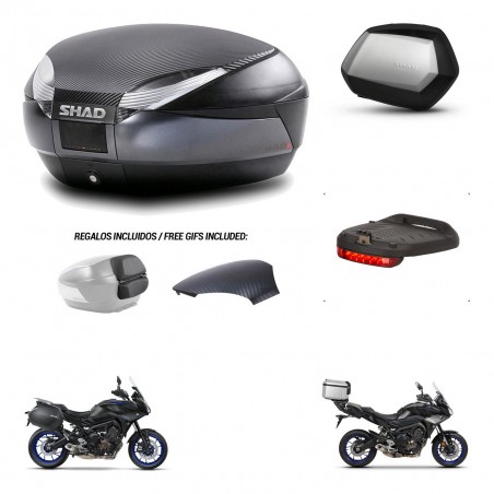SHAD Maletas SH35 PREMIUM + soporte montaje baul SH48 tapa respaldo accesorios 49 L KIT-462373