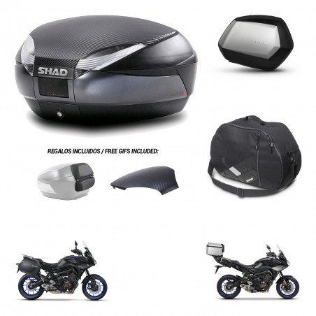 SHAD Maletas SH35 PREMIUM + soporte montaje baul SH48 tapa respaldo accesorios 49 L KIT-462379