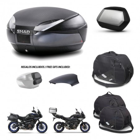SHAD Maletas SH35 PREMIUM + soporte montaje baul SH48 tapa respaldo accesorios 49 L KIT-462380