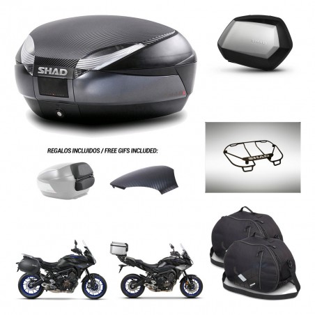 SHAD Maletas SH35 PREMIUM + soporte montaje baul SH48 tapa respaldo accesorios 49 L KIT-462392
