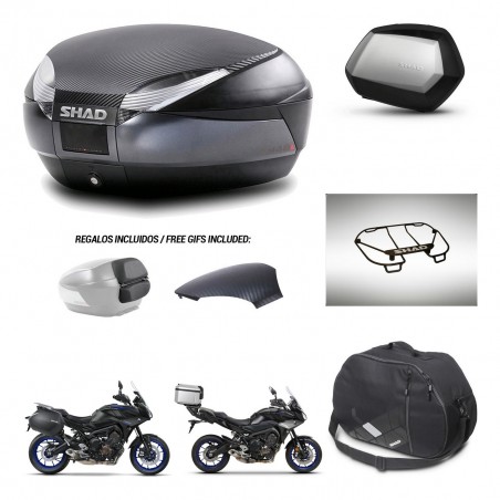 SHAD Maletas SH35 PREMIUM + soporte montaje baul SH48 tapa respaldo accesorios 49 L KIT-462403