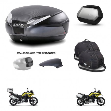 SHAD Maletas SH35 PREMIUM + soporte montaje baul SH48 tapa respaldo accesorios 49 L KIT-462416