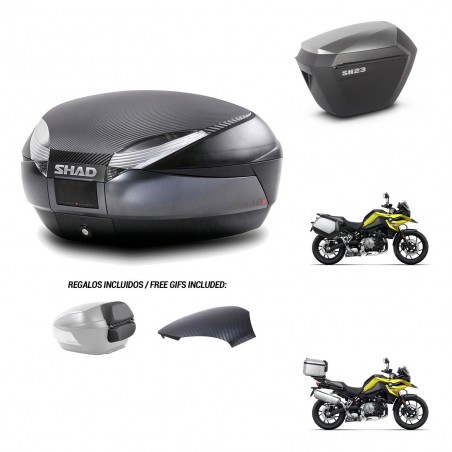 SHAD Maletas sh23 alu + soporte montaje baul SH48 tapa respaldo 49 L KIT-462417