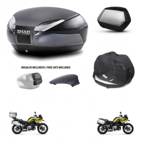 SHAD Maletas SH35 PREMIUM + soporte montaje baul SH48 tapa respaldo accesorios 49 L KIT-462427