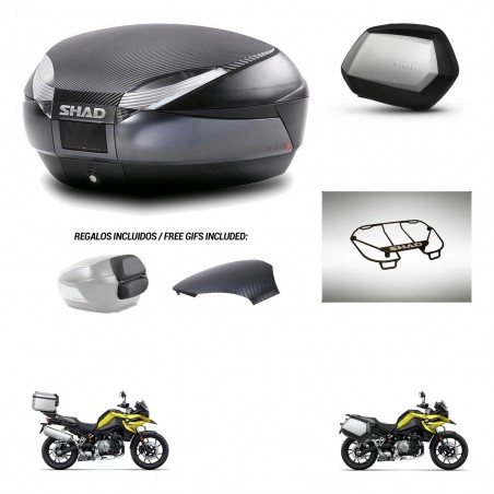 SHAD Maletas SH35 PREMIUM + soporte montaje baul SH48 tapa respaldo accesorios 49 L KIT-462439