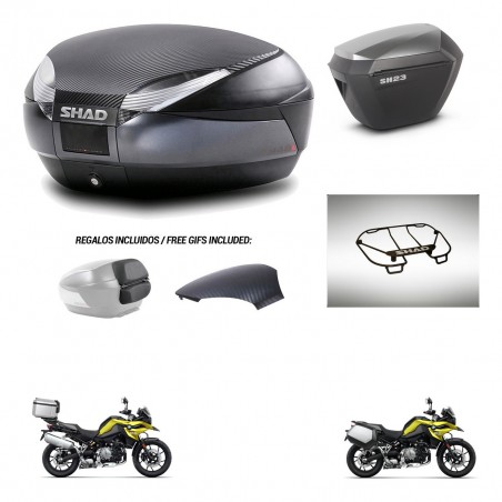 SHAD Maletas sh23 alu + soporte montaje baul SH48 tapa respaldo accesorios 49 L KIT-462441