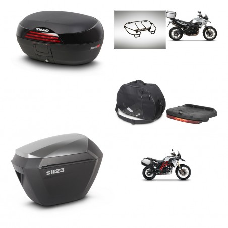 SHAD Maletas sh23 alu + soporte montaje baul SH46 accesorios 45 L KIT-463065