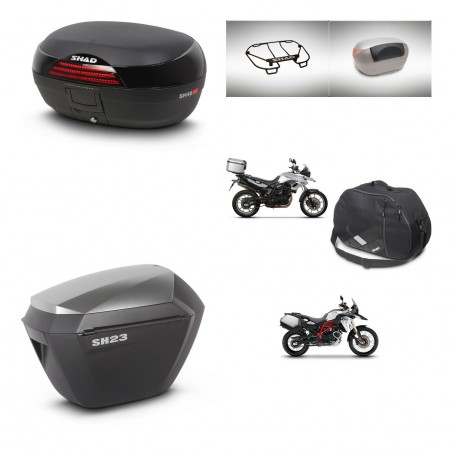SHAD Maletas sh23 alu + soporte montaje baul SH46 accesorios 45 L KIT-463083