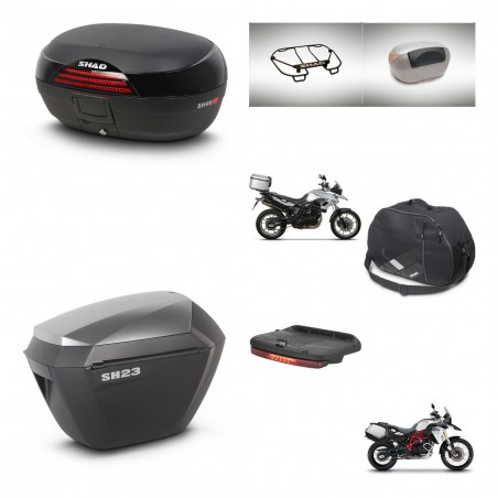 SHAD Maletas sh23 alu + soporte montaje baul SH46 accesorios 45 L KIT-463089