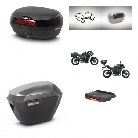 SHAD Maletas sh23 alu + soporte montaje baul SH46 accesorios 45 L KIT-463189