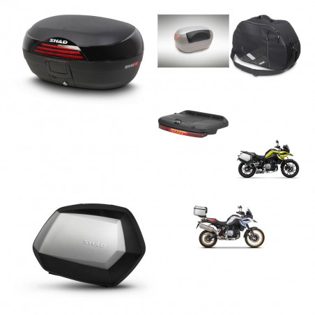 SHAD Maletas SH35 PREMIUM + soporte montaje baul SH46 accesorios 45 L KIT-463535