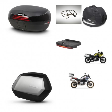 SHAD Maletas SH35 PREMIUM + soporte montaje baul SH46 accesorios 45 L KIT-463559