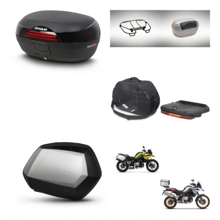 SHAD Maletas SH35 PREMIUM + soporte montaje baul SH46 accesorios 45 L KIT-463583
