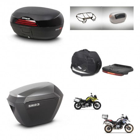 SHAD Maletas sh23 alu + soporte montaje baul SH46 accesorios 45 L KIT-463585
