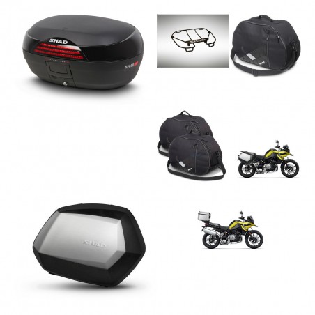 SHAD Maletas SH35 PREMIUM + soporte montaje baul SH46 accesorios 45 L KIT-463746