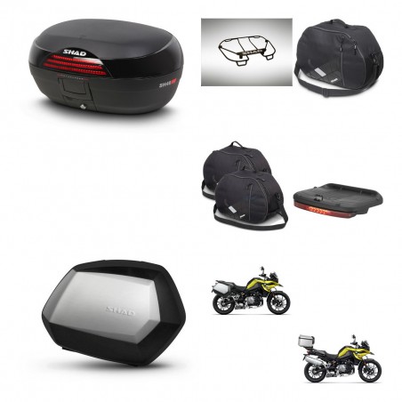 SHAD Maletas SH35 PREMIUM + soporte montaje baul SH46 accesorios 45 L KIT-463752