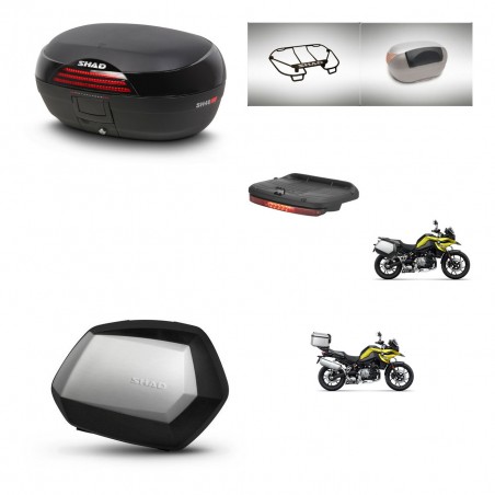 SHAD Maletas SH35 PREMIUM + soporte montaje baul SH46 accesorios 45 L KIT-463763