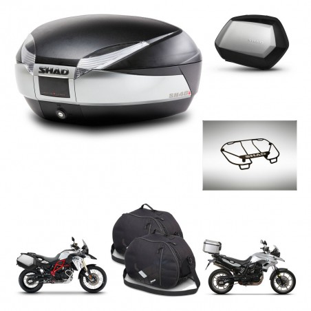 SHAD Maletas SH35 PREMIUM + soporte montaje baul SH48 accesorios TITANIUM KIT-463806