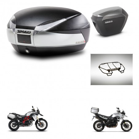 SHAD Maletas sh23 alu + soporte montaje baul SH48 accesorios TITANIUM PREMIUM KIT-463807