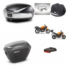 SHAD SH23 alu suitcases + mounting bracket SH48 trunk accessories TITANIUM PREMIUM KIT-463881
