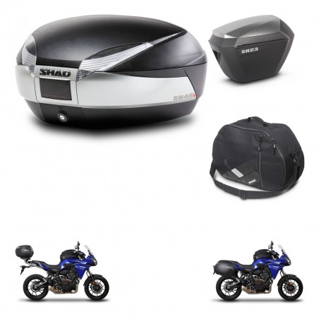 SHAD SH23 alu suitcases + mounting bracket SH48 trunk accessories TITANIUM PREMIUM KIT-463884