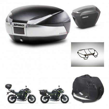 SHAD SH23 alu suitcases + mounting bracket SH48 trunk accessories TITANIUM PREMIUM KIT-463931