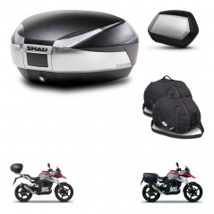 SHAD SH35 PREMIUM suitcases + mounting bracket SH48 trunk accessories TITANIUM KIT-463942