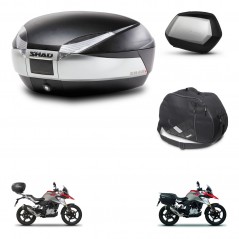 SHAD SH35 PREMIUM suitcases + mounting bracket SH48 trunk accessories TITANIUM KIT-463953