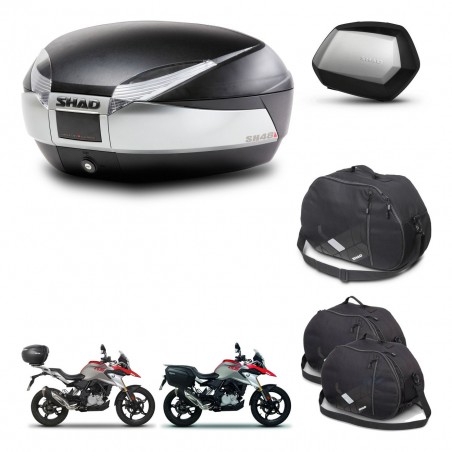 SHAD Maletas SH35 PREMIUM + soporte montaje baul SH48 accesorios TITANIUM KIT-463954
