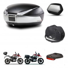 SHAD SH35 PREMIUM suitcases + mounting bracket SH48 trunk accessories TITANIUM KIT-463959