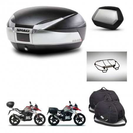 SHAD Maletas SH35 PREMIUM + soporte montaje baul SH48 accesorios TITANIUM KIT-463966