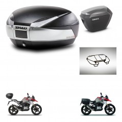 SHAD SH23 alu suitcases + mounting bracket SH48 trunk accessories TITANIUM PREMIUM KIT-463967