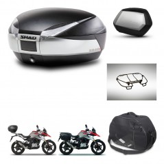 SHAD SH35 PREMIUM suitcases + mounting bracket SH48 trunk accessories TITANIUM KIT-463977