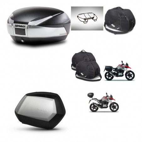 SHAD Maletas SH35 PREMIUM + soporte montaje baul SH48 accesorios TITANIUM KIT-463978