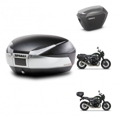 SHAD SH23 alu suitcases + mounting bracket SH48 trunk TITANIUM PREMIUM KIT-464039